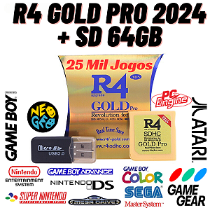 Cartão Cartucho R4 Gold Pro 2026 Sd 64gb 25000 Jogos Ds 2ds 3ds
