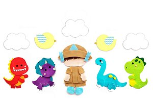 KIT RECORTES - Móbile de Berço Dinos + Boneco Aventureiro