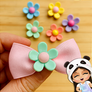 Aplique Flor Resinada Colorida 28mm