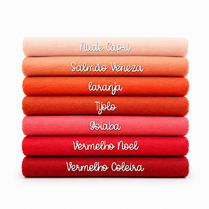 KIT PROMOCIONAL Feltro Liso Santa Fé - Tons Vermelhos e Laranjas