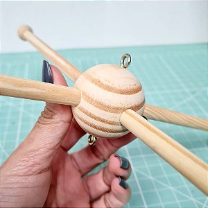 Base para Móbile de berço em Pinus - BOLA + 4 Hastes + Acabamento Bolinha