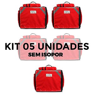 Kit 5 Pçs Mochila Bag Maquininha Motoboy Sem Isopor 45L Delivery Capa