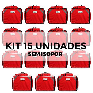 Kit 15 Pçs Mochila Bag Maquininha Motoboy Sem Isopor 45L Delivery Capa