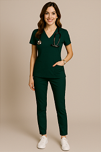 Pijama Cirúrgico Feminino Verde Escuro