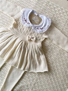 Vestido com calça Liz em tricot pérola