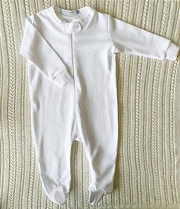 Macacão de zíper Branco em algodão Pima