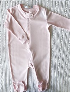 Macacão de zíper rosa em algodão Pima