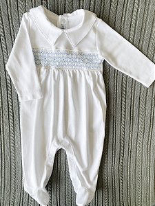 Macacão em algodão Pima com bordado azul