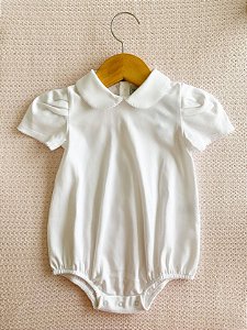 Body balonê manga curta branco em algodão pima