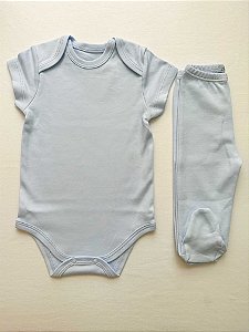 Conjunto algodão pima (body+ calça) Azul Celeste