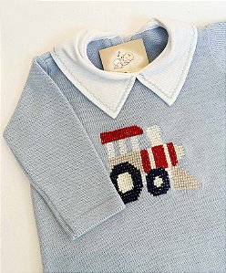 Macacão Trenzinho Azul Bebê