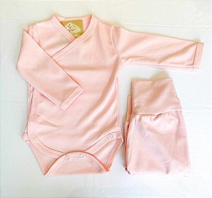 Kimono e Calça Algodão Pima Rosa