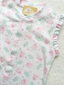 Macacão Curto Passarinho Rosa