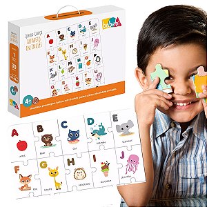 Quebra-Cabeça Alfabeto em Inglês Brinquedo Educativo em MDF