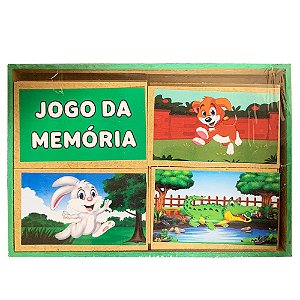 Jogo da Memória Animais Brinquedo Educativo em Madeira
