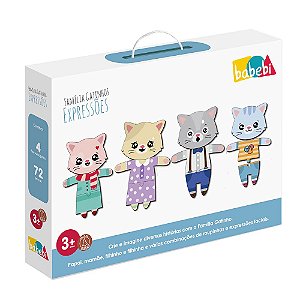 Família Gatinhos Expressões Brinquedo Infantil em Madeira
