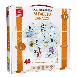 Quebra-Cabeça de Encaixe Letras - Alfabeto de Madeira - Brinquedo Educativo