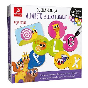 Brinquedo Educativo Infantil Alfabeto Ilustrado Escreva e Apague