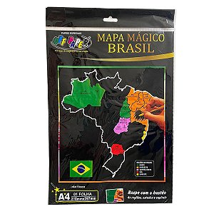 Mapa do Brasil Mágico de Raspar com Bastão
