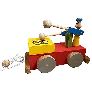 Carrinho  Educativo Pedagógico Bate Tambor Madeira