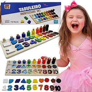 Tabuleiro Sensorial Montessori Brinquedo Encaixe Madeira