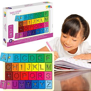 Vamos Escrever Alfabeto Vazado Brinquedo Educativo Madeira