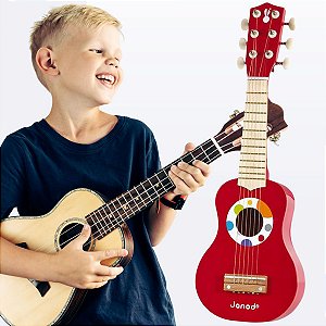 Violão Instrumento Brinquedo Musical Infantil Vermelho Janod
