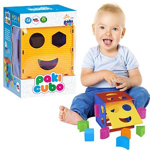 Brinquedo Bebe Montessori Paki Cubo Encaixe Peças Coloridas