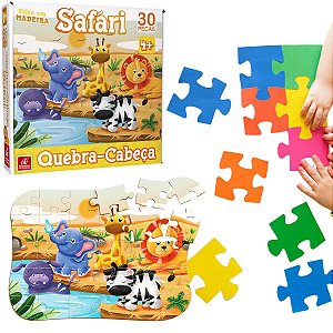 Quebra-Cabeça Infantil Safari Brinquedo 30 peças