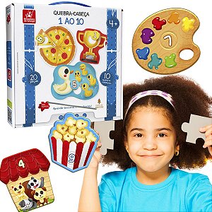 Quebra-Cabeça  Infantil 1 ao 10 Brinquedo Educativo Madeira