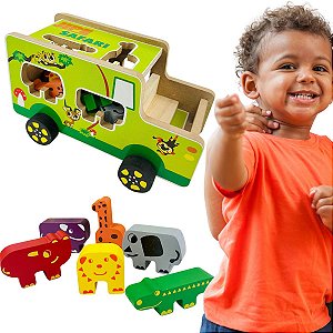 Jipe Safari Carrinho Madeira Brinquedo Infantil Educativo