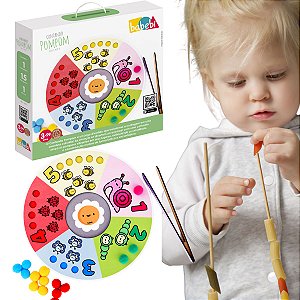 Contando Pompom 1 a 5 Brinquedo Montessori Pinça Coordenação