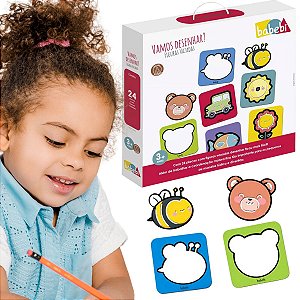 Brinquedo Infantil Vamos Desenhar Figuras Vazadas 24 Moldes