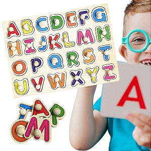 Quebra-Cabeça Indantil Encaixe Divertido com Pinos Letras