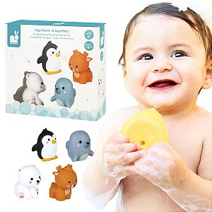 Espirra Água Animais Polares Brinquedo Banho Bebê Vinil