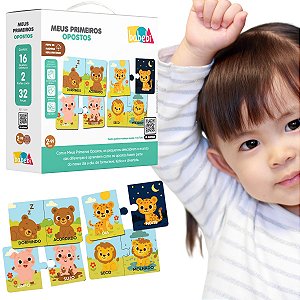 Quebra Cabeça Educativo Infantil Opostos Brinquedo Madeira