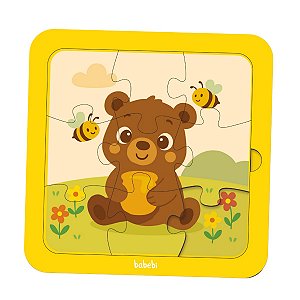 Quebra-Cabeça Infantil Ursinho 9 Peças Educativo em Madeira
