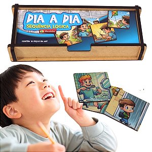 Brinquedo Educativo Infantil Sequência Lógica Dia a Dia MDF