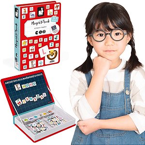 Livro Infantl Magnético Educativo 142 Pcs Aprendizado Letras