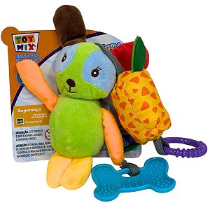 Chocalho Mordedor Bebês Pelúcia Argola Sensorial e Ossinho Texturizado