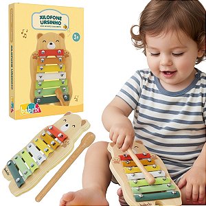 Xilofone Ursinho Infantil Brinquedo Musical Educativo Sons