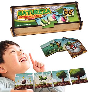 Jogo Educativo Sequência Lógica Natureza  16 Peças Infantil Pedagógico