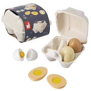 Caixa de Ovos Brinquedo Madeira Janod Cozinha Infantil +3