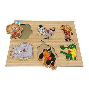 Quebra Cabeça Pinos Animais Selvagens Brinquedo Educativo
