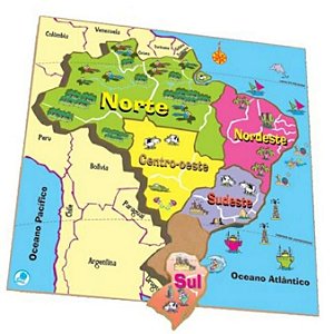 Quebra-Cabeça Mapa- Regiões do Brasil Brinquedo Pedagógico