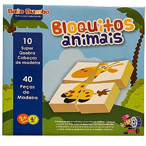 Quebra-Cabeça Bloquitos Animais Brinquedo Educativo