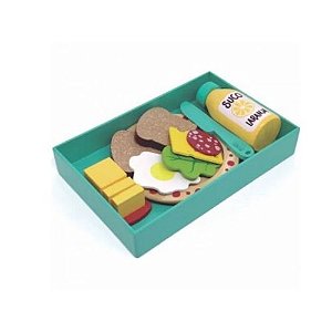 Kit de Comidinha de Brinquedo Infantil Madeira Lanche 10 Pçs