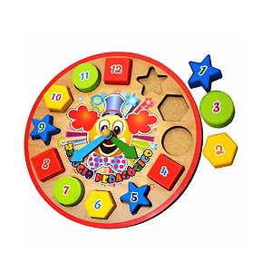 Relógio Pedagógico Brinquedo Educativo em MDF