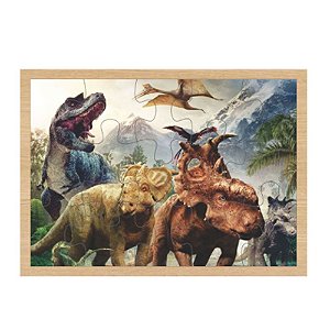 Quebra-Cabeça Gigante Dinossauros Brinquedo Educativo em MDF