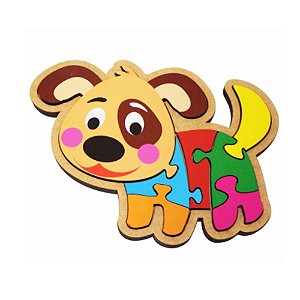 Quebra-Cabeça Infantil Cachorro Brinquedo Educativo em MDF